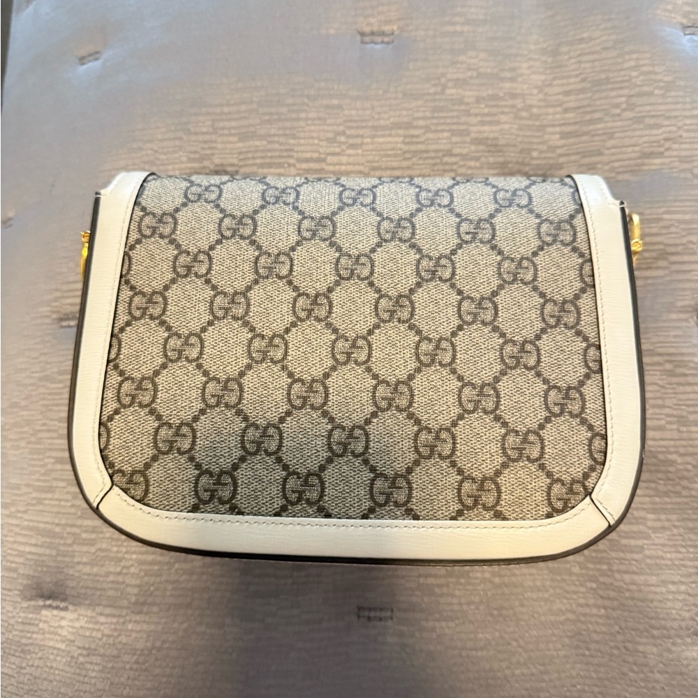 Gucci Crossbody Bag in Gray and Cream with Gold Details - Picture 2 of 13